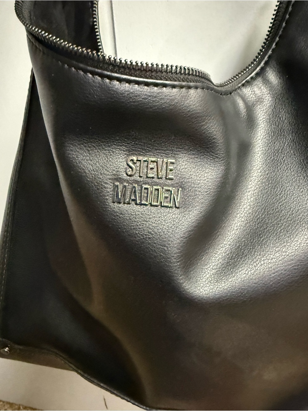 Steve Madden Black Leather Messenger Bag